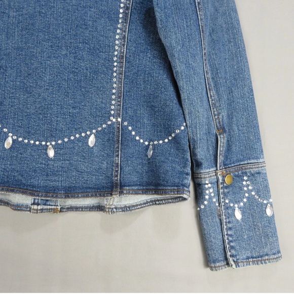 PATTI LA BELLE Blue Embellished Rhinestone
Beads Country Denim Jacket Women's 2X - Picture 5 of 9